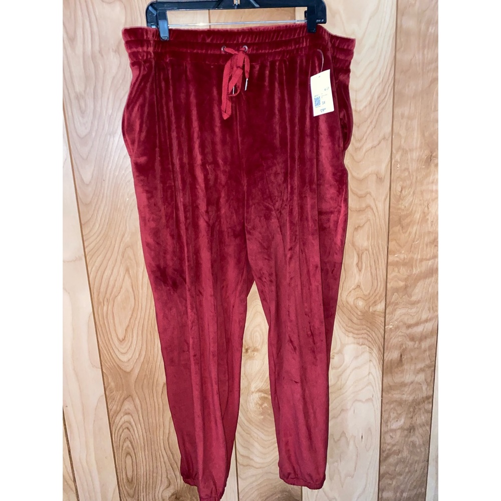 Red velvet joggers
